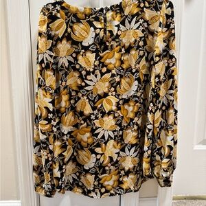 LOFT Yellow Gold Ruffled Cuffed Sleeve Blouse